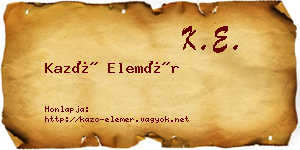 Kazó Elemér névjegykártya